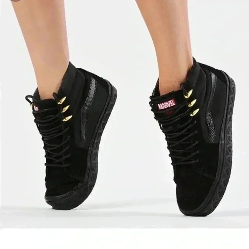 Vans Marvel Black Panther skateboard shoes high top Black Women's 6.5 Men’s‎ 5